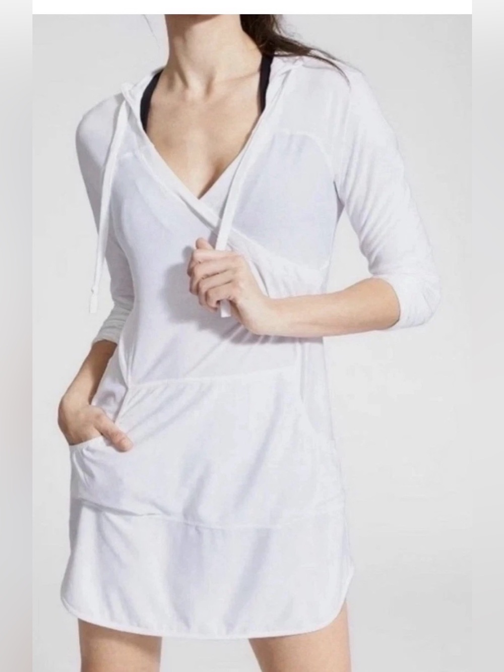 Athleta Womens Swim Wader Swim Cover-Up Women's White Hooded Size small NWOT